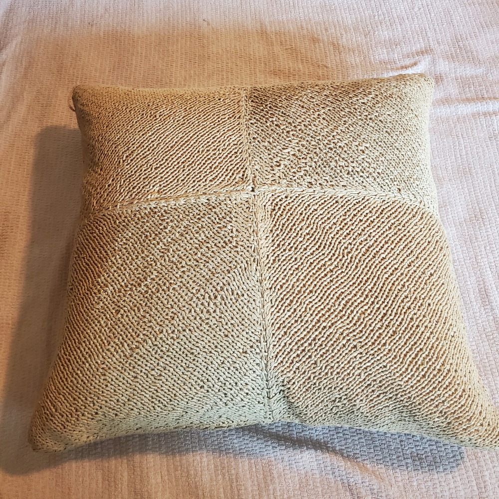Ralph Lauren Home Collection Tan Woven Raffia Goose Feather Throw Pillow 24x24